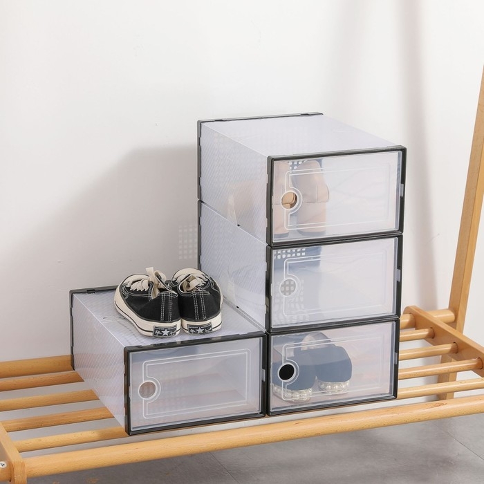 Коробка для хранения обуви с дверцей Доляна Large size, 26&times;33,5&times;16,5 см, 2 шт