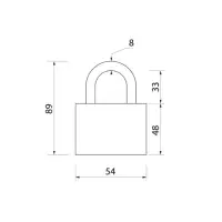 Замок навесной, 55 мм, медный цилиндр, влагозащищенный,  короткая дужка, 3 ключа МИКС