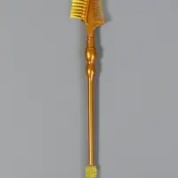 Кисть для макияжа, 2в1, 18.5 см, золотистый