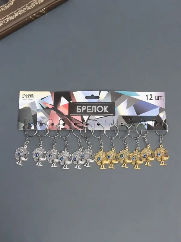 Брелок металл глазки "Павлин" МИКС 2,5х3 см