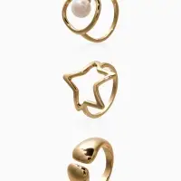 Набор колец 3 шт "Новый стиль" космос, размер МИКС, цвет белый в золоте