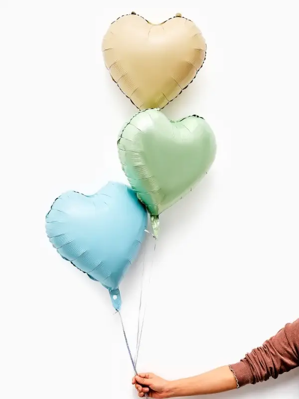 Воздушные шары фольгированные 17" "Сердце" цвет зеленый сатин, набор 5 штук