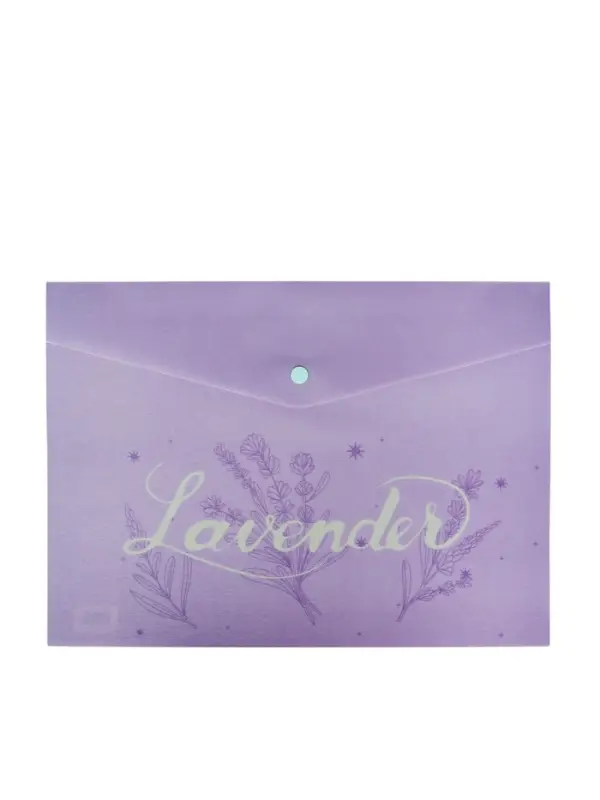 Папка-конверт на кнопке формат А4 180мкр блестящая МИКС Сиреневый стиль  (штрихкод на штуке)   10843