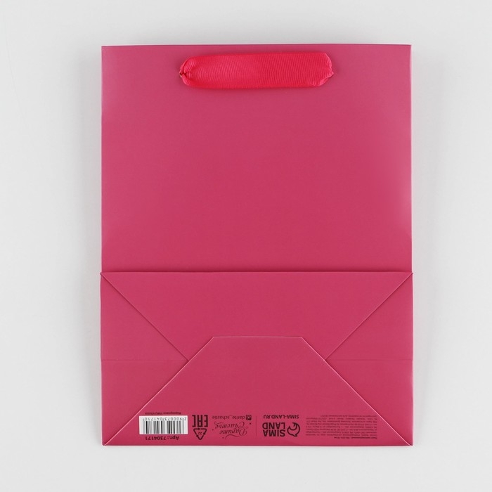 Пакет подарочный ламинированный, упаковка, &laquo;Фуксия&raquo;, MS 18 х 23 х 10 см