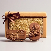 Бельгийский шоколад, 2 в 1 &laquo;Поздравляю + 8 марта. Три тюльпана&raquo;, 160 г