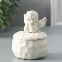 Шкатулка керамика "Ангелочек" белая 8х8х10,5 см