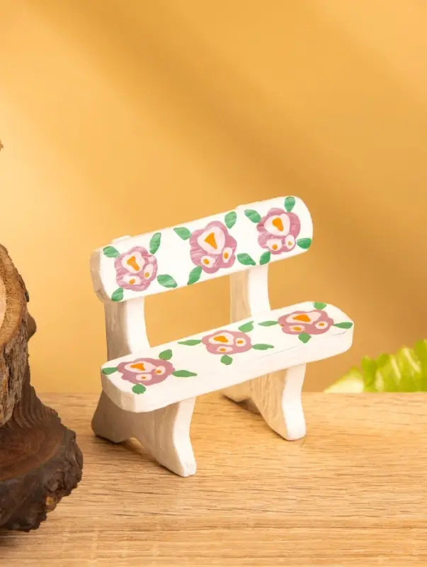 Сувенир дерево "Скамейка с цветами" цв. белый, 6,5х3,5х6 см