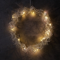 Светодиодная фигура &laquo;Венок&raquo; 25х25х6 см, 15 LED, батарейки AAx2 (не в комплекте), свечение теплое белое