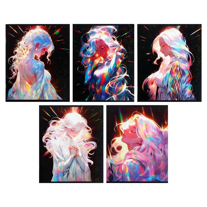 Тетрадь 48 листов в клетку Calligrata TOP "Жемчужина", обложка мелованный картон, голография, блок офсет, белизна 95%, МИКС