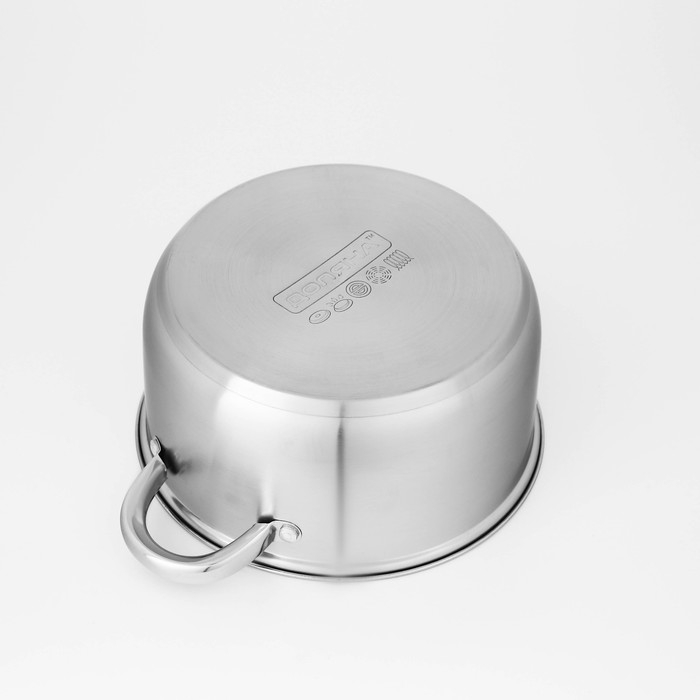 Набор посуды из нержавеющей стали Доляна &laquo;Гретте&raquo;, 3 предмета: сотейник 1,5 л, d=16 см, кастрюли 2 л, 4 л, d=18 см, d=22 см, крышки