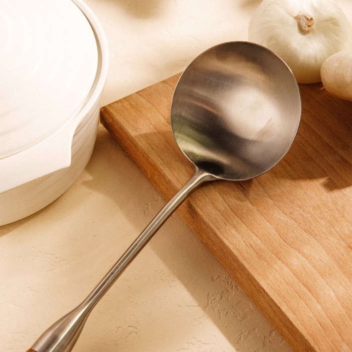 Половник из нержавеющей стали SL Home, &laquo;Рустик&raquo; 38&times;10 см, цвет серебряный