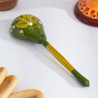 Ложка полубаская &laquo;Зеленая роспись&raquo;, ручная работа