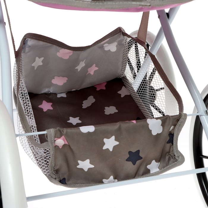 Коляска для кукол универсальная, с корзиной, сумкой, металлический каркас