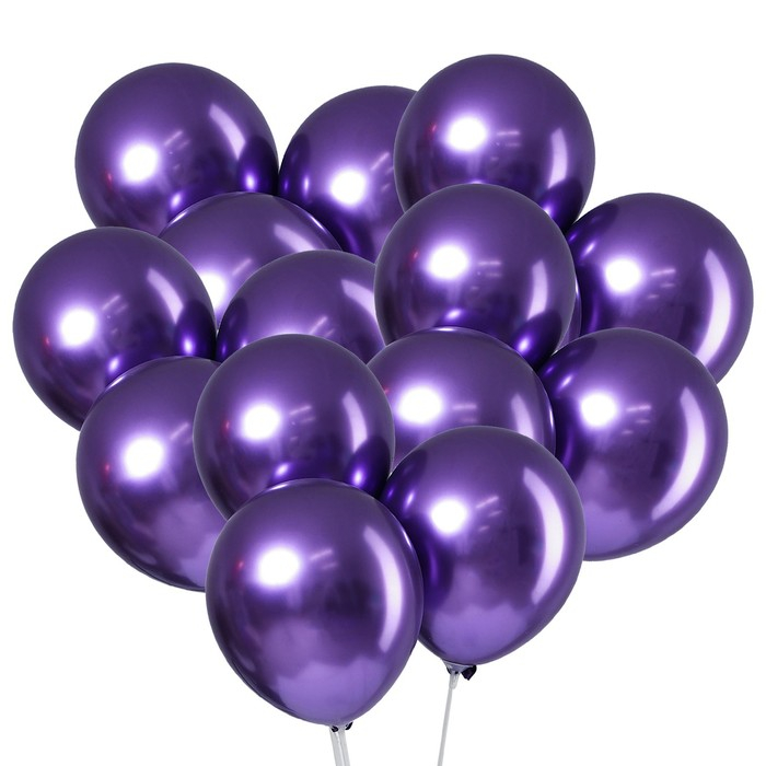 Шар латексный 12" &laquo;Хром&raquo;, металл, набор 100 шт., цвет фиолетовый
