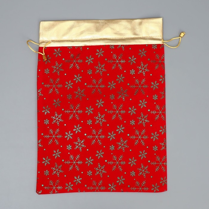 Мешочек подарочный замша &laquo;Подарочки&raquo;, снежинки, тиснение, 30 х 40 см +/- 1.5 см, Новый год