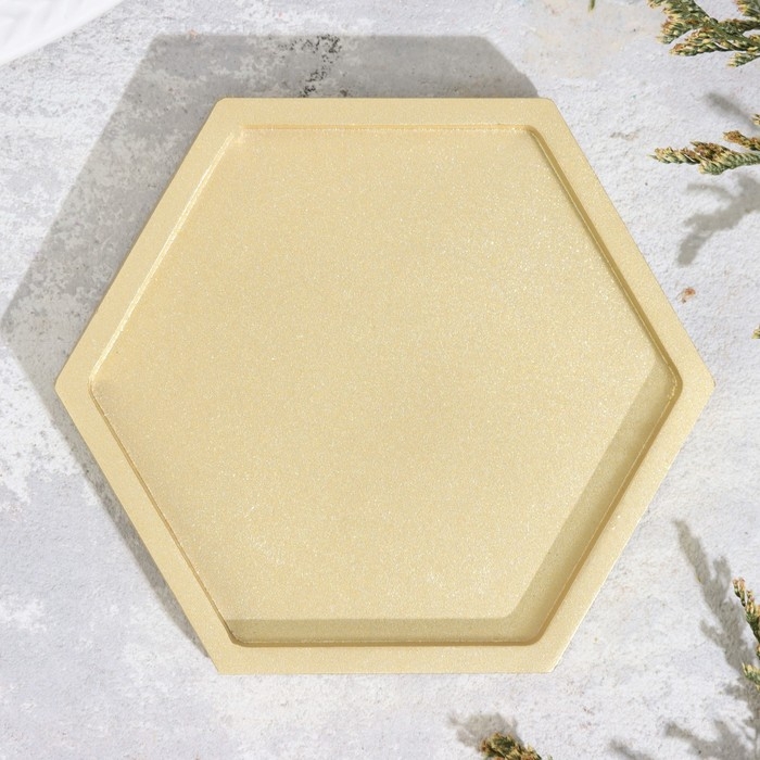 Подсвечник "Шестигранник. Мрамор" из гипса,9,7х11,3х1см,золото