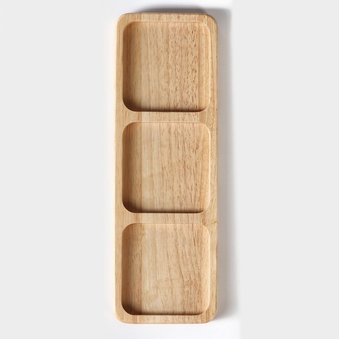 Менажница Magistro Tropical, 3 секции, 30&times;10&times;1,8 см, каучуковое дерево