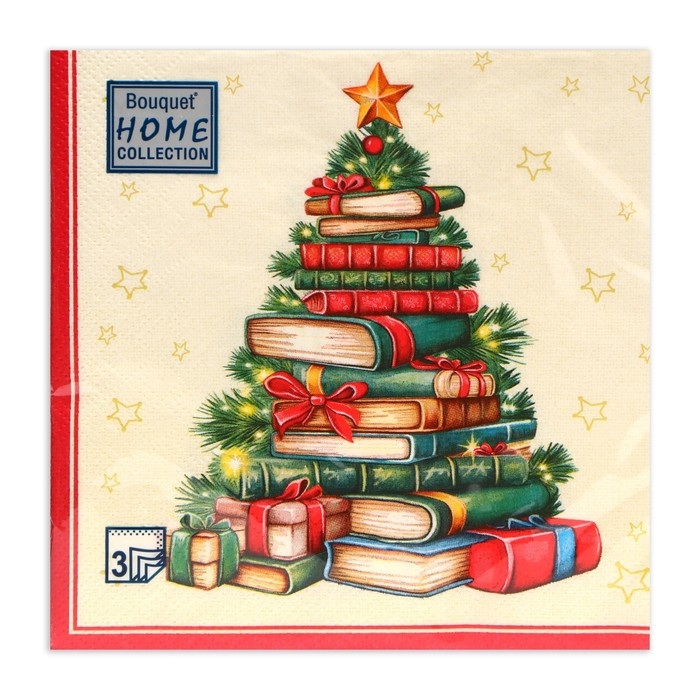 Новогодние салфетки бумажные Home Collection &laquo;Рождественская ель с подарками&raquo;, 3 слоя, 33х33 см, 20 шт