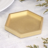 Подсвечник "Шестигранник. Мрамор" из гипса,9,7х11,3х1см,золото