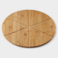 Доска для подачи пиццы Доляна, d=32 см, в комплекте с ножом, бамбук, нержавеющая сталь