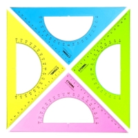 Треугольник c транспортиром 16 см Стамм Neon Cristal, 45&deg;, пластиковый, прозрачный, неоновые цвета, европодвес, микс