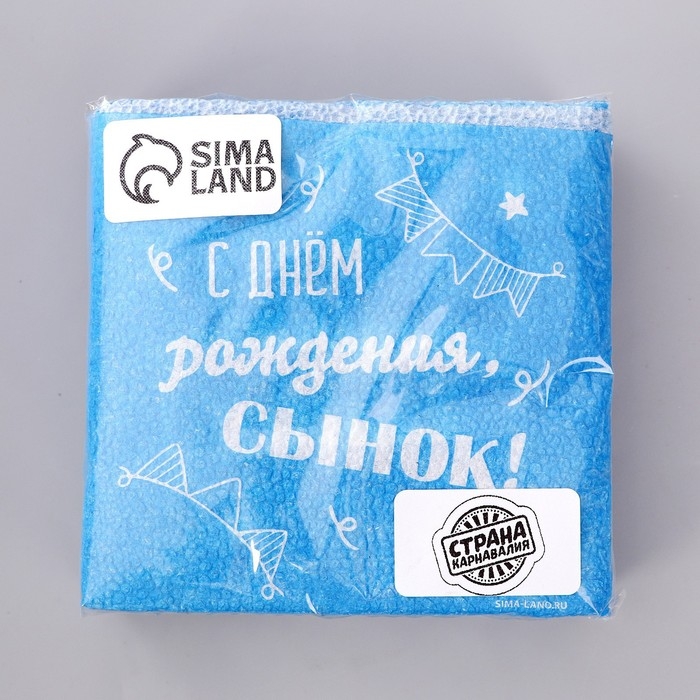Салфетки бумажные &laquo;С днём рождения, сынок&raquo;, однослойные, 24 &times; 24 см, 20 шт.