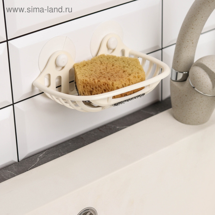 Мыльница на присосках, 16&times;10&times;6 см, цвет МИКС