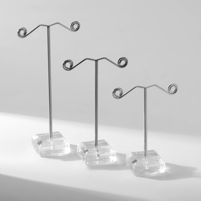 Подставка под серьги &laquo;Акрил&raquo;, набор 3 шт., h=8, 10, 12 см, цвет прозрачный