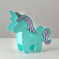 Кашпо деревянное 21.5&times;7&times;21 см уникальное "Единорог", тиффани сиреневый