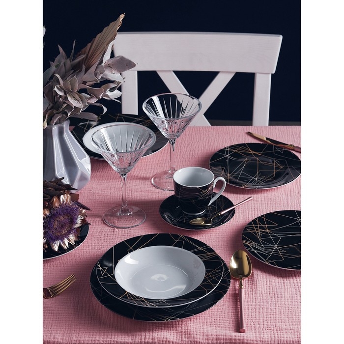 Тарелка керамическая пирожковая Доляна &laquo;Кассиопея&raquo;, d=19 см, цвет чёрный