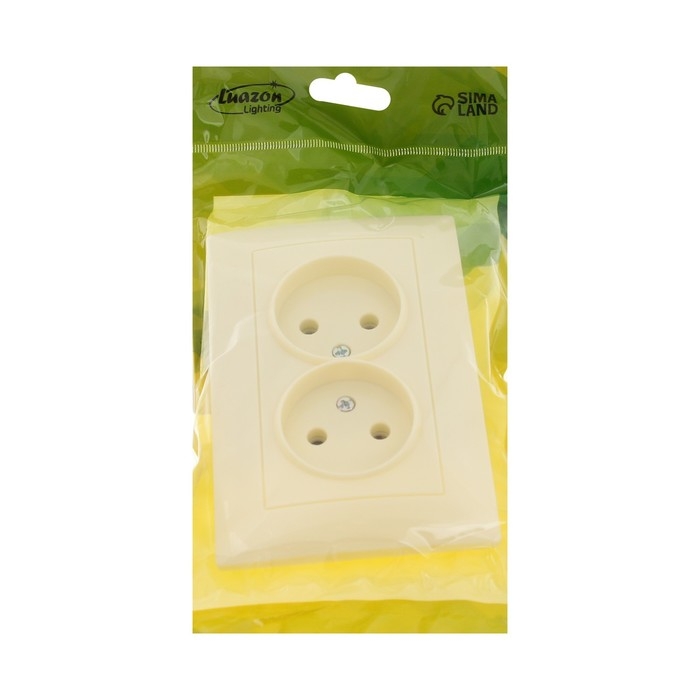 Розетка двухместная Luazon Lighting "Антей", 10 А, скрытая, без з/к, бежевая