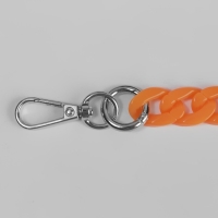 Цепочка для сумки, пластиковая, с карабинами, 23 &times; 17 мм, 68 см, цвет оранжевый/серебряный
