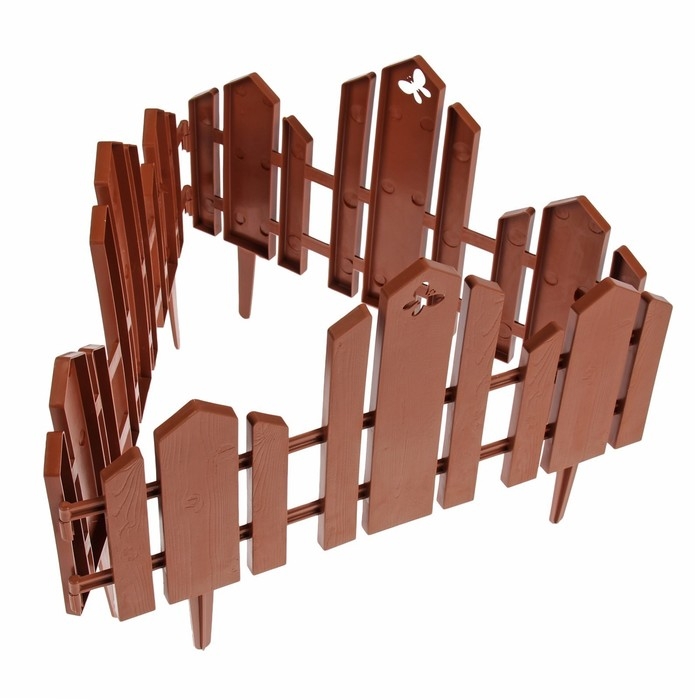 Ограждение декоративное, 25 &times; 170 см, 5 секций, пластик, терракотовое, &laquo;Чудный сад&raquo;