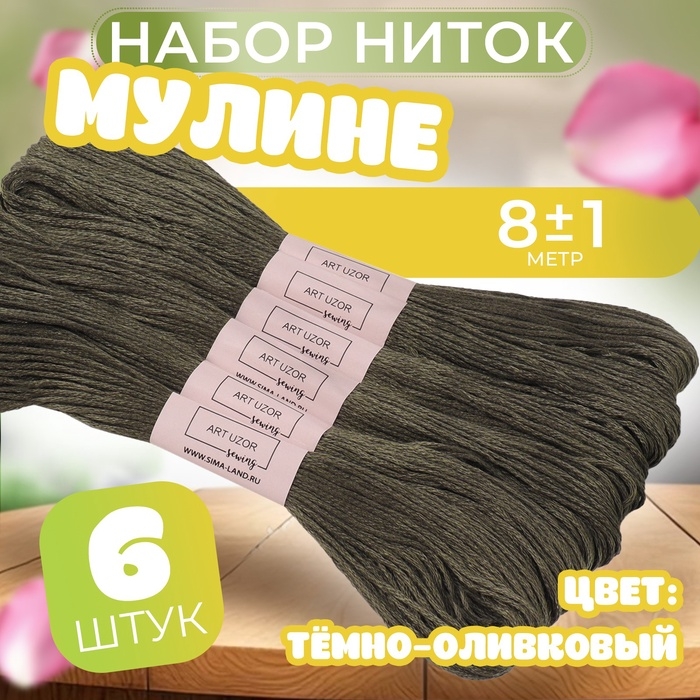 Набор ниток мулине №645, 8 &plusmn; 1 м, 6 шт, цвет тёмно-оливковый