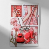 Кулоны &laquo;Неразлучники&raquo; кукла и платье, цвет розовый в серебре, 40 см