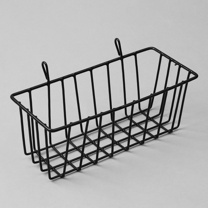 Корзина на сетку, 23&times;9&times;10 см, цвет чёрный