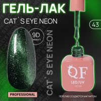 Гель лак для ногтей &laquo;CAT`S EYE NEON&raquo;, 3-х фазный, 10 мл, LED/UV, цвет зелёный (43)