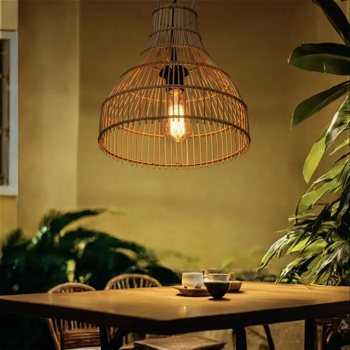 Светильник потолочный из ротанга &laquo;Сатрия&raquo;, 1&times;120 Вт, Е27, 30&times;30&times;30 см