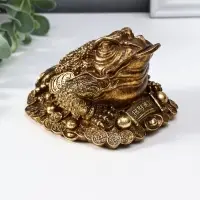 Нэцкэ полистоун "Денежная жаба с золотой монетой" 12х10,5х7,7 см
