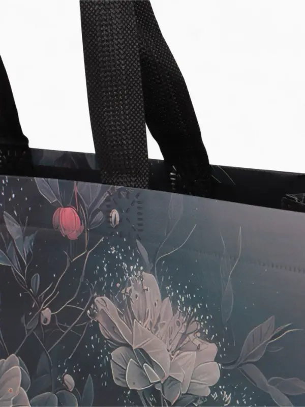 Сумка для покупок Цветы, 32*10*26. отд без молнии, черный
