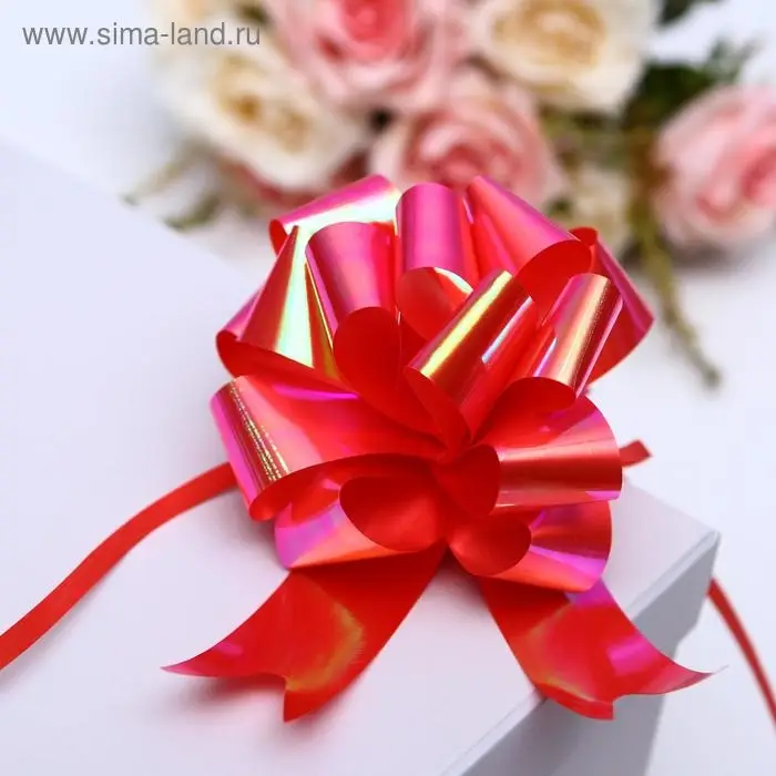 Бант - шар №3 перламутровый, красный