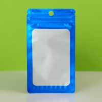 Пакет Зип-лок с окном, с еврослотом, синий, 7,5 х 13 см набор 20шт  10460413