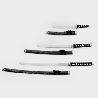 Сув. изделие катаны 3в1 на подставке, ножны дерево, дракон черные 51/71/100см