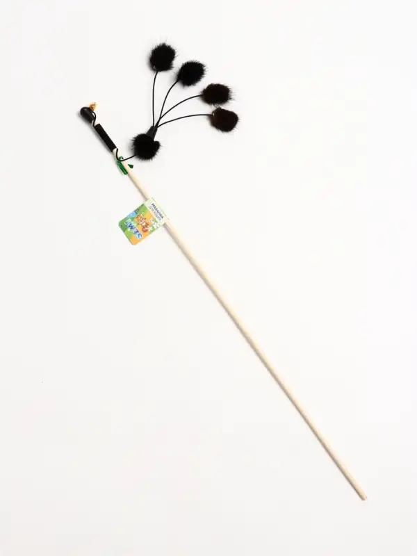 Дразнилка-удочка "Норковый пушок", на деревянной палочке, микс цветов