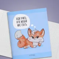 Тетрадь 48 листов в клетку Calligrata &laquo;Лисички&raquo;, обложка мелованная бумага, серые листы, МИКС