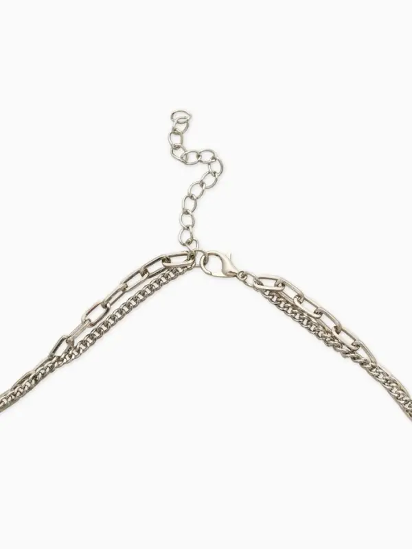 Колье "Жемчуг" борокко, цепь, удлиненное, 2 яруса, цвет белый в серебре