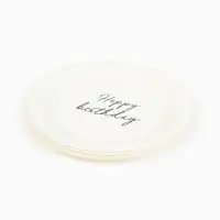 Тарелка одноразовая бумажная &laquo;Happy Birthday&raquo;, белая, 18 см
