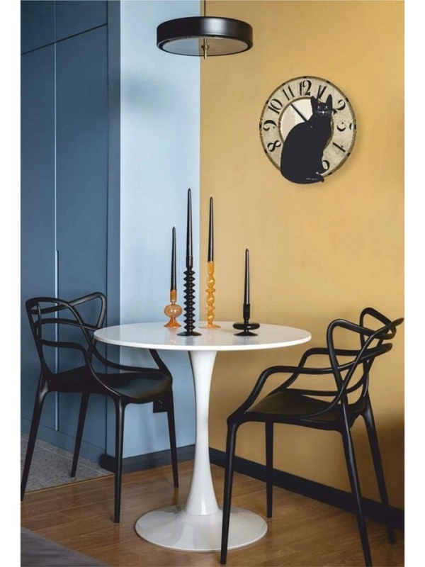 Часы настенные "Gatto nero", черный кот, интерьерные, плавный ход, d-33,5 см