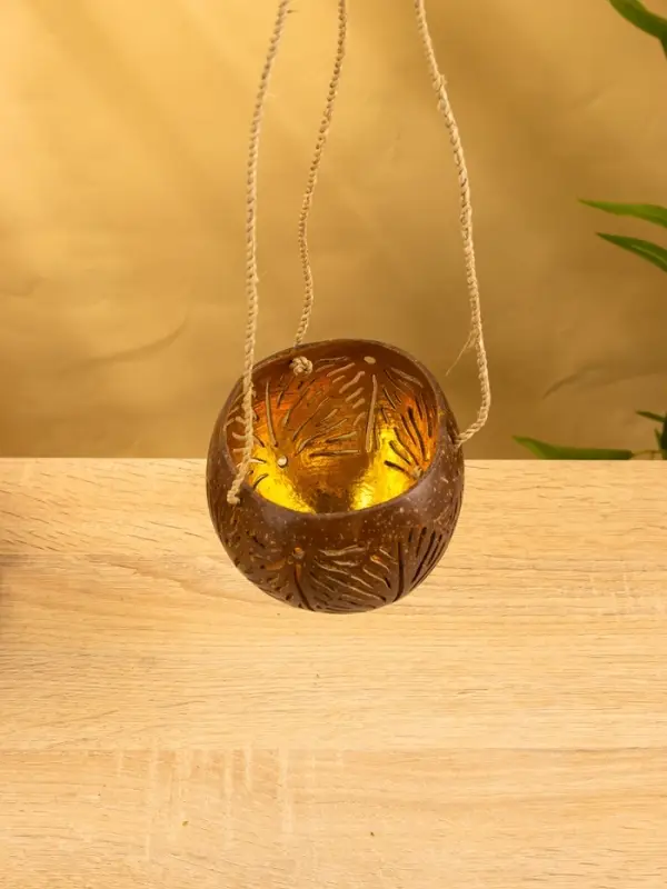Подсвечник подвесной из кокоса, 9-12 см, коричневый