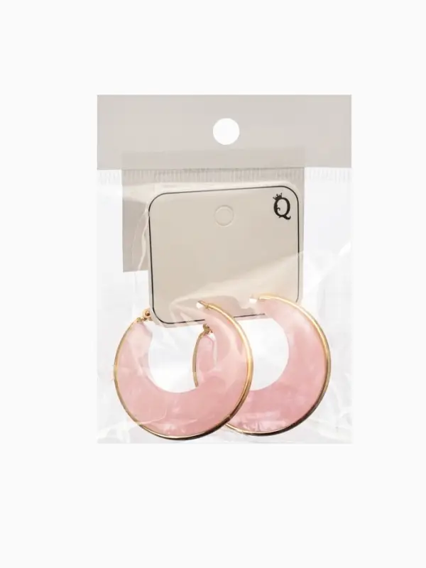 Серьги-кольца акрил "Тренд", цвет розовый в золоте